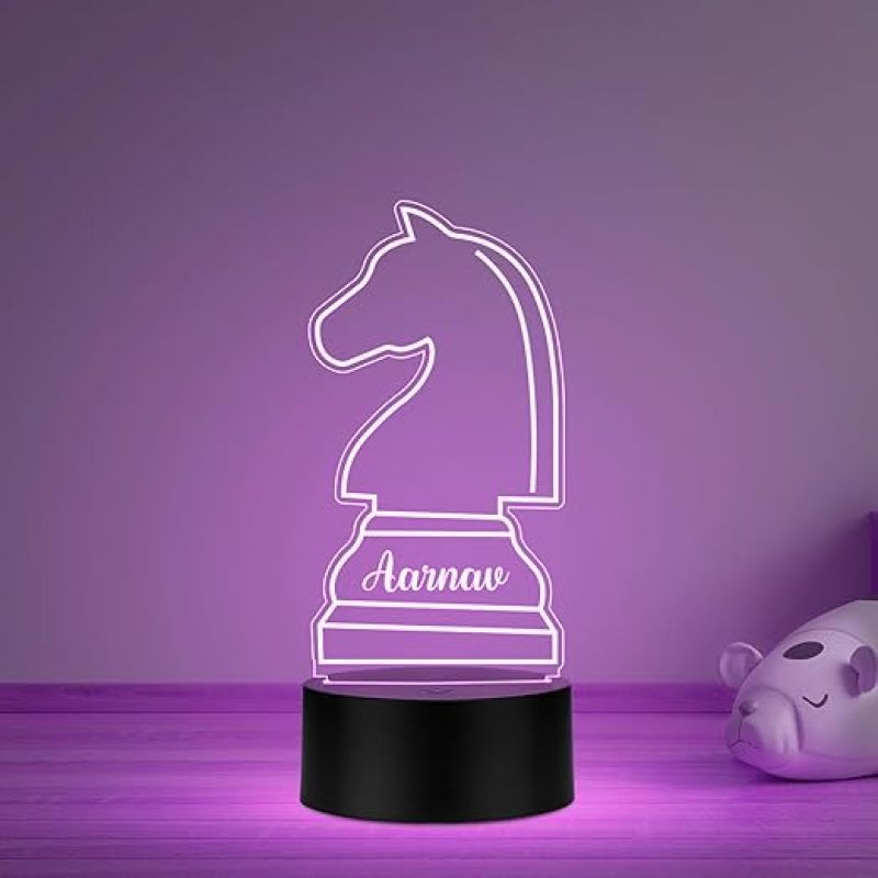Personalized Gaming Led Lamp Customized with Name Gift for Sports Player Birthday Gift for Sports Mam & Women Multicolored Light (Chess Player Gift)