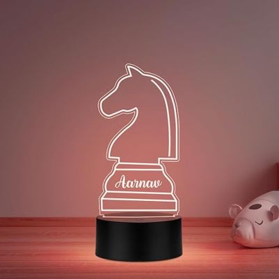 Personalized Gaming Led Lamp Customized with Name Gift for Sports Player Birthday Gift for Sports Mam & Women Multicolored Light (Chess Player Gift)
