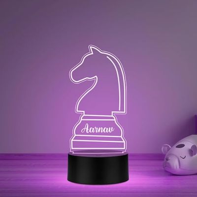 Personalized Gaming Led Lamp Customized with Name Gift for Sports Player Birthday Gift for Sports Mam & Women Multicolored Light (Chess Player Gift)