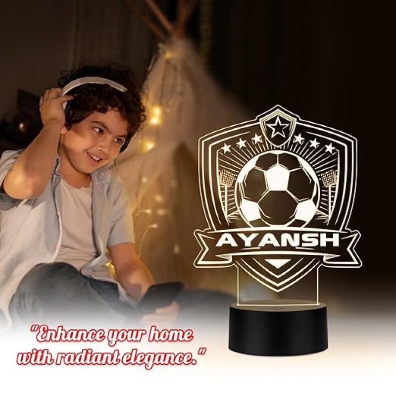 Personalized Gaming Led Lamp Customized with Name Gift for Sports Player Birthday Gift for Sports Mam & Women Warm White Light (Gift for Football Player)