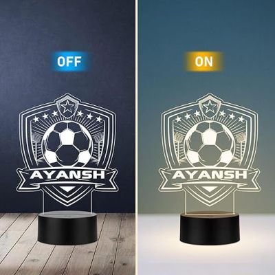 Personalized Gaming Led Lamp Customized with Name Gift for Sports Player Birthday Gift for Sports Mam & Women Warm White Light (Gift for Football Player)
