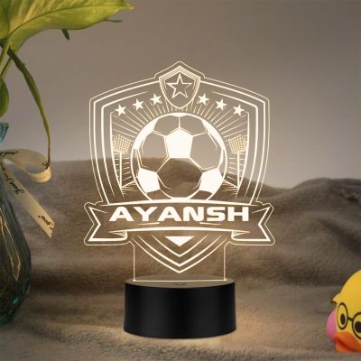 Personalized Gaming Led Lamp Customized with Name Gift for Sports Player Birthday Gift for Sports Mam & Women Warm White Light (Gift for Football Player)