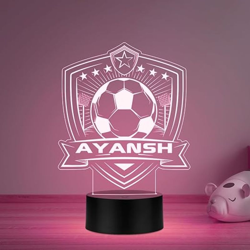 Personalized Gaming Led Lamp Customized with Name Gift for Sports Player Birthday Gift for Sports Mam & Women Multicolored Light (Gift for Football Lover)