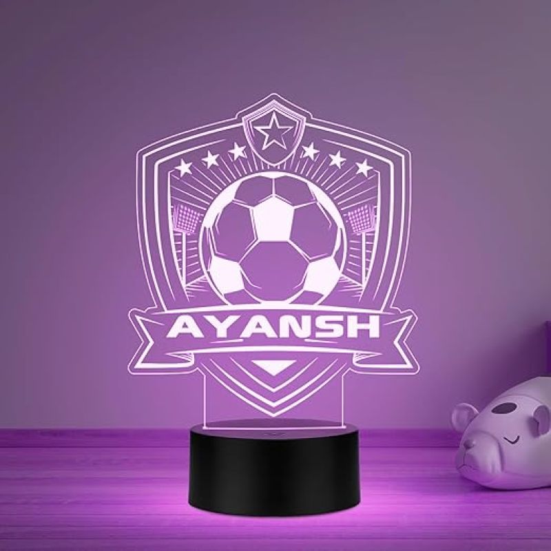Personalized Gaming Led Lamp Customized with Name Gift for Sports Player Birthday Gift for Sports Mam & Women Multicolored Light (Gift for Football Lover)