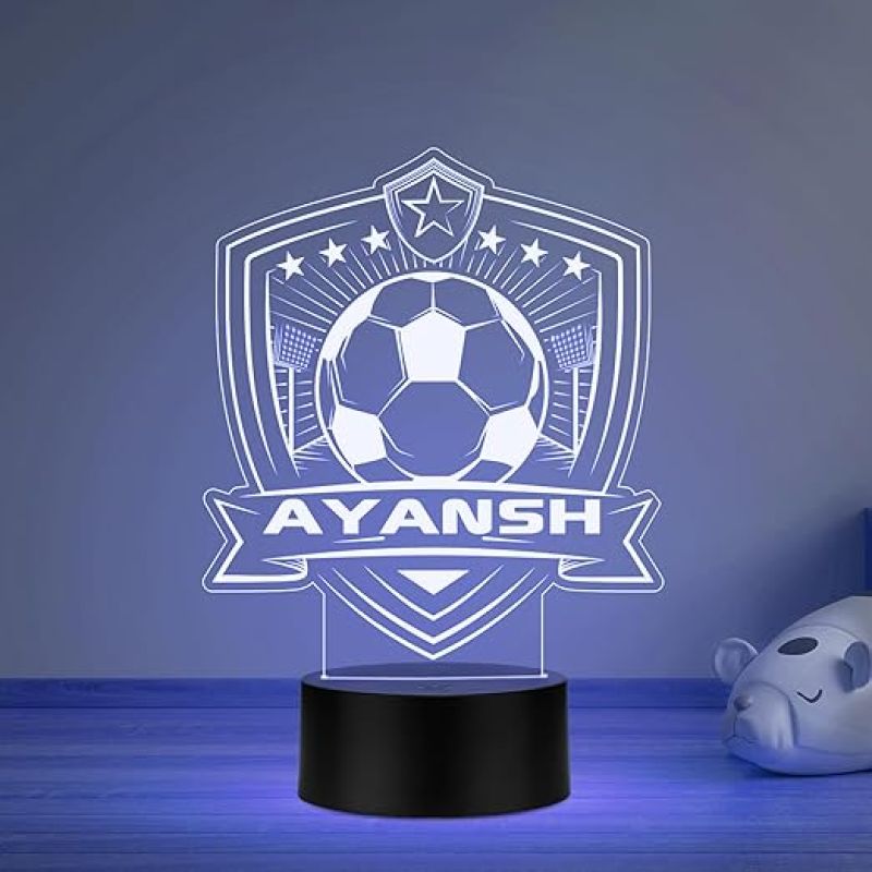 Personalized Gaming Led Lamp Customized with Name Gift for Sports Player Birthday Gift for Sports Mam & Women Multicolored Light (Gift for Football Lover)