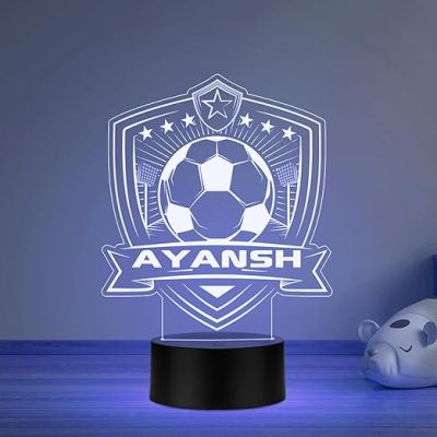 Personalized Gaming Led Lamp Customized with Name Gift for Sports Player Birthday Gift for Sports Mam & Women Multicolored Light (Gift for Football Lover)