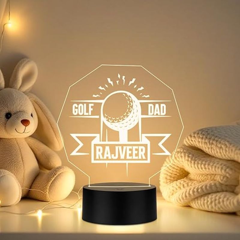 Personalized Gaming Led Lamp Customized with Name Gift for Sports Player Birthday Gift for Sports Mam & Women Warm White Light(Gift for Golf Player)
