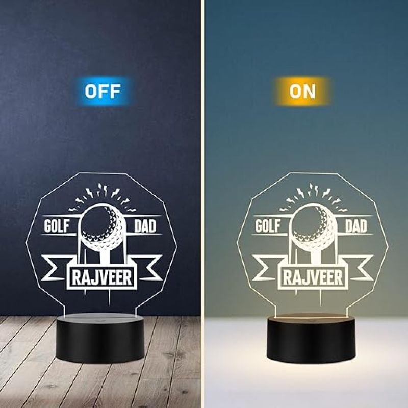 Personalized Gaming Led Lamp Customized with Name Gift for Sports Player Birthday Gift for Sports Mam & Women Warm White Light(Gift for Golf Player)
