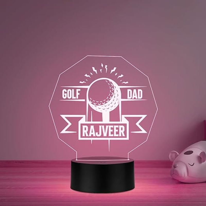 Personalized Gaming Led Lamp Customized with Name Gift for Sports Player Birthday Gift for Sports Mam & Women Multicolored Light (Gift for Golf Lovers)