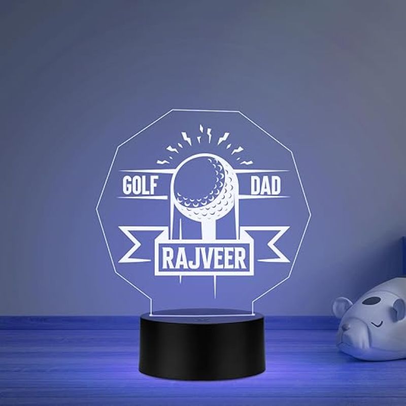Personalized Gaming Led Lamp Customized with Name Gift for Sports Player Birthday Gift for Sports Mam & Women Multicolored Light (Gift for Golf Lovers)