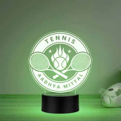 Personalized Gaming Led Lamp Customized with Name Gift for Sports Player Birthday Gift for Sports Mam & Women Multicolored Light (Tennis Player Gift)