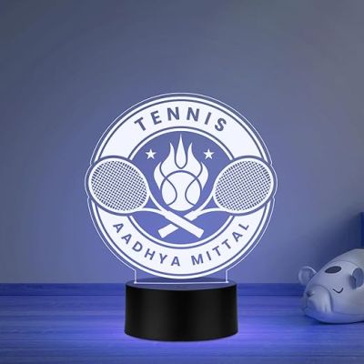 Personalized Gaming Led Lamp Customized with Name Gift for Sports Player Birthday Gift for Sports Mam & Women Multicolored Light (Tennis Player Gift)