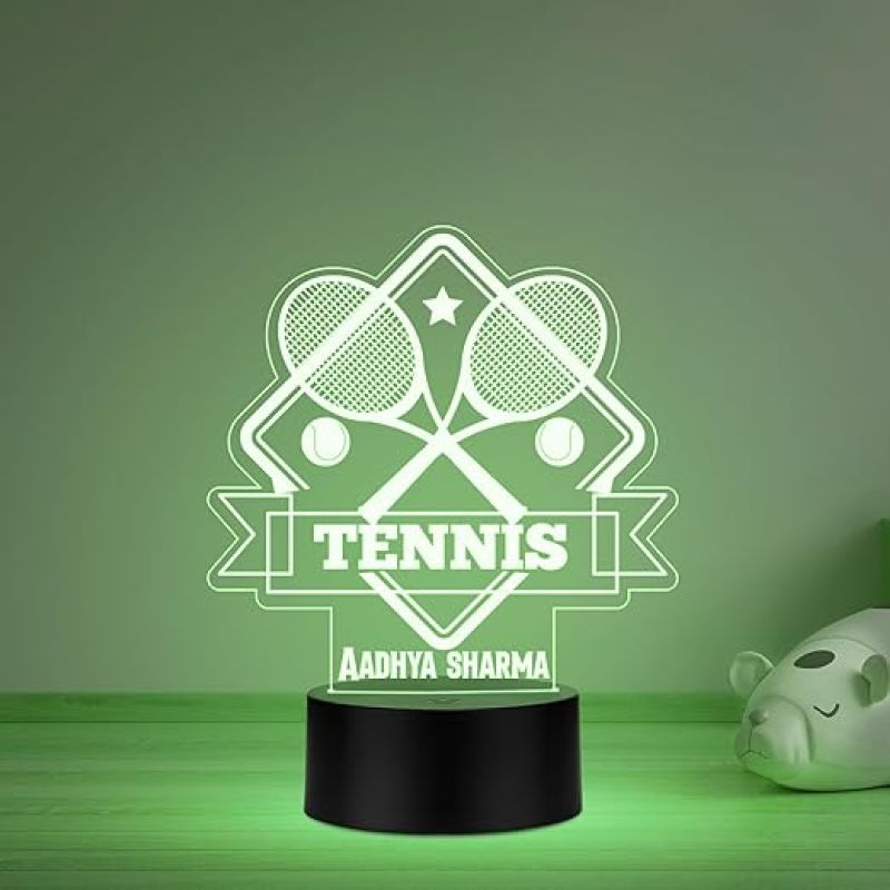 Personalized Gaming Led Lamp Customized with Name Gift for Sports Player Birthday Gift for Sports Mam & Women Multicolored Light (Gift for Tennis Lover)