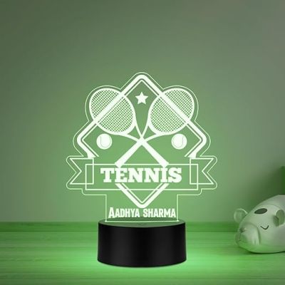 Personalized Gaming Led Lamp Customized with Name Gift for Sports Player Birthday Gift for Sports Mam & Women Multicolored Light (Gift for Tennis Lover)
