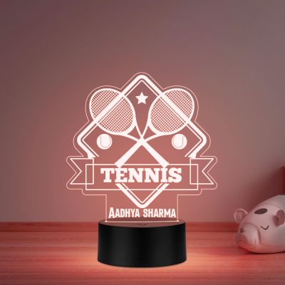 Personalized Gaming Led Lamp Customized with Name Gift for Sports Player Birthday Gift for Sports Mam & Women Multicolored Light (Gift for Tennis Lover)