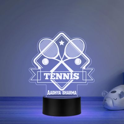 Personalized Gaming Led Lamp Customized with Name Gift for Sports Player Birthday Gift for Sports Mam & Women Multicolored Light (Gift for Tennis Lover)