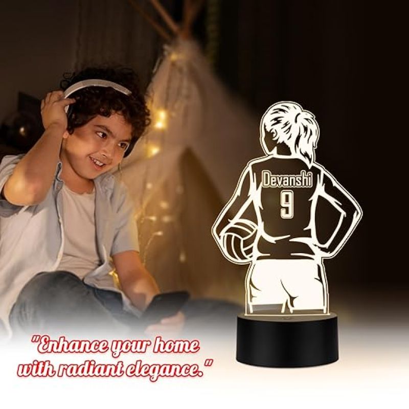 Personalized Gaming Led Lamp Customized with Name Gift for Sports Player Birthday Gift for Sports Mam & Women Warm White Light (Volleyball Player Girl Lamp)