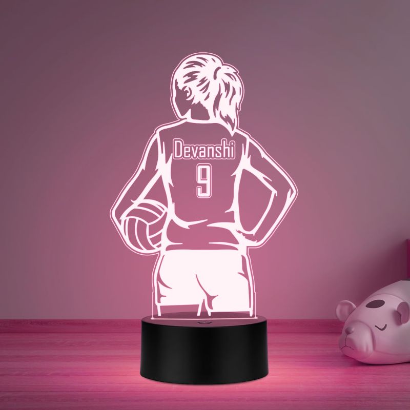 Personalized Gaming Led Lamp Customized with Name Gift for Sports Player Birthday Gift for Sports Mam & Women Multicolored Light (Volleyball Girl Player Lamp)
