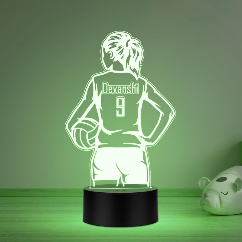 Personalized Gaming Led Lamp Customized with Name Gift for Sports Player Birthday Gift for Sports Mam & Women Multicolored Light (Volleyball Girl Player Lamp)