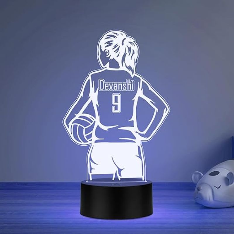 Personalized Gaming Led Lamp Customized with Name Gift for Sports Player Birthday Gift for Sports Mam & Women Multicolored Light (Volleyball Girl Player Lamp)