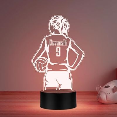Personalized Gaming Led Lamp Customized with Name Gift for Sports Player Birthday Gift for Sports Mam & Women Multicolored Light (Volleyball Girl Player Lamp)
