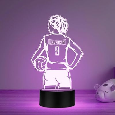 Personalized Gaming Led Lamp Customized with Name Gift for Sports Player Birthday Gift for Sports Mam & Women Multicolored Light (Volleyball Girl Player Lamp)