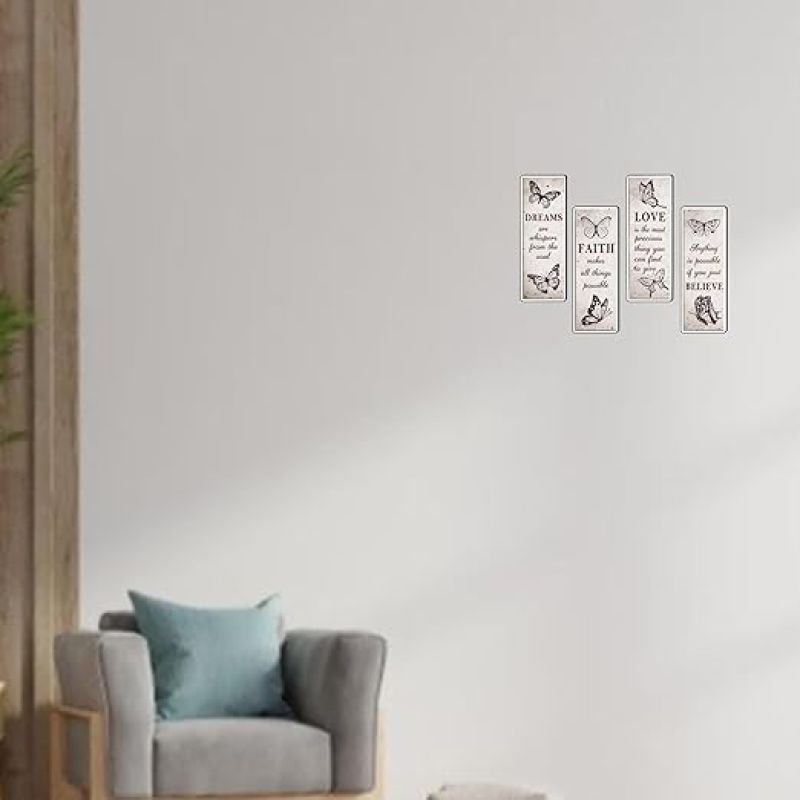 4 Pcs Butterfly Inspirational Quote Love Faith Believe Dream Wall Decor for Home & Office Wall Decor Wall Hanging Motivational Quote Gift