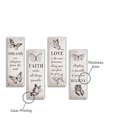4 Pcs Butterfly Inspirational Quote Love Faith Believe Dream Wall Decor for Home & Office Wall Decor Wall Hanging Motivational Quote Gift