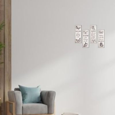 4 Pcs Butterfly Inspirational Quote Love Faith Believe Dream Wall Decor for Home & Office Wall Decor Wall Hanging Motivational Quote Gift