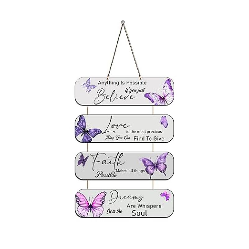 Believe Love Faith Dream Inspirational Quote Wall Hanging MDF Wooden Wall Art, Home, Office Decor Birthday Gift For Someone Special