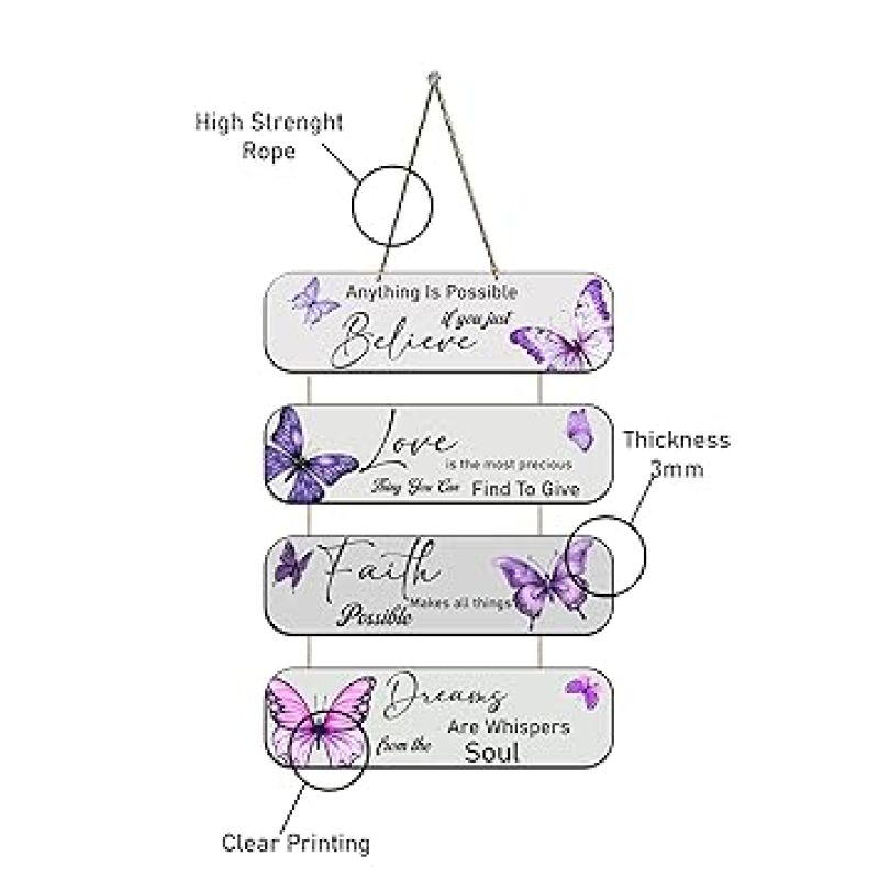 Believe Love Faith Dream Inspirational Quote Wall Hanging MDF Wooden Wall Art, Home, Office Decor Birthday Gift For Someone Special