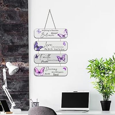 Believe Love Faith Dream Inspirational Quote Wall Hanging MDF Wooden Wall Art, Home, Office Decor Birthday Gift For Someone Special
