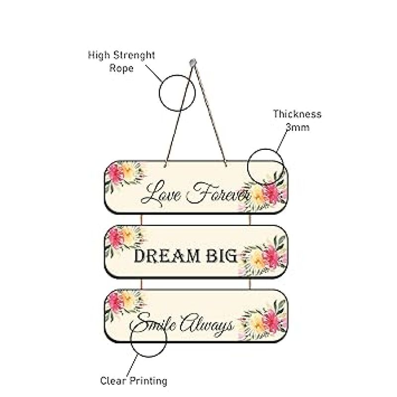 Love Forever Big Dream Smile Always Printed Wall Hanging for Living Room Bedroom Home Decor Gift Wall Hangings for Home Decoration Modern Artworks