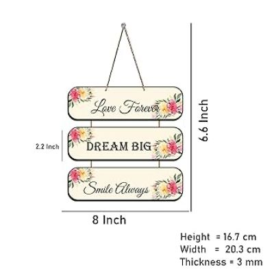 Love Forever Big Dream Smile Always Printed Wall Hanging for Living Room Bedroom Home Decor Gift Wall Hangings for Home Decoration Modern Artworks