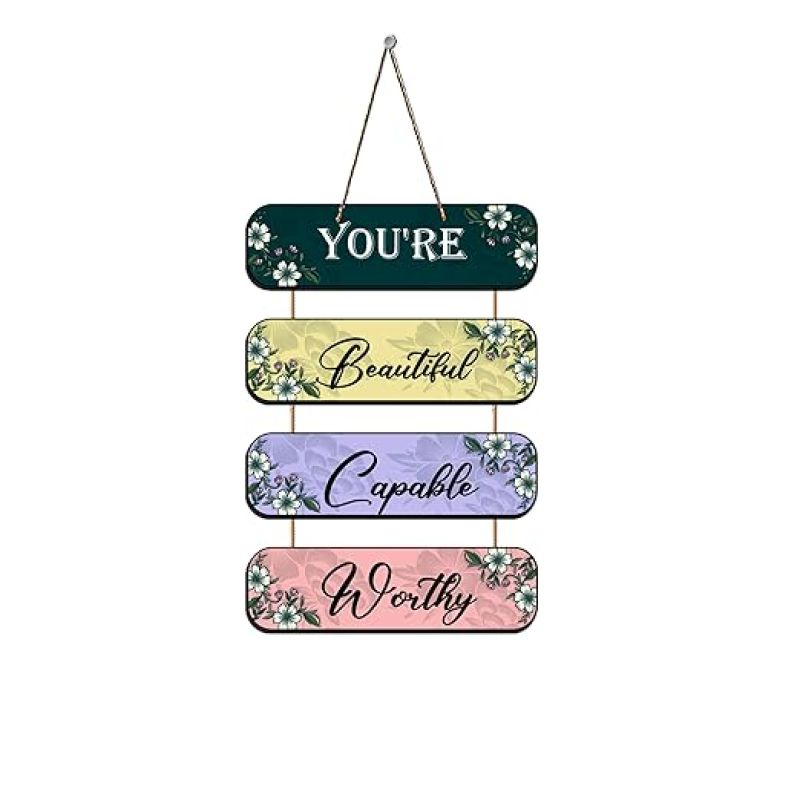 You are Beautiful Capable Worthy Inspirational Wall Hanging for Living Room Bedroom Home Decor Gift For Someone Special