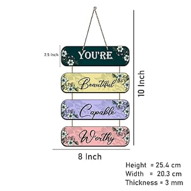 You are Beautiful Capable Worthy Inspirational Wall Hanging for Living Room Bedroom Home Decor Gift For Someone Special