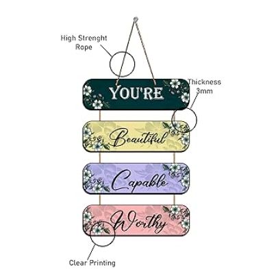 You are Beautiful Capable Worthy Inspirational Wall Hanging for Living Room Bedroom Home Decor Gift For Someone Special