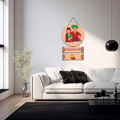 Gujrati Welcome Wall Hanging for Home Main Door Entrance Decorative Item for House Modern Wood Hanger Modern Decor