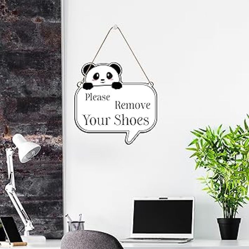Please Remove Your Shoes Wall Hanging  Front Door Hanging Sign Board For Shop, Office and Home Door Hanging Wall Art Decor (Multi)