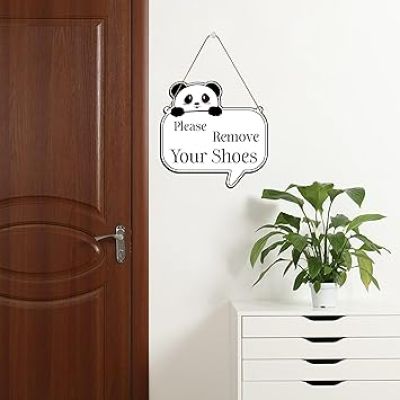 Please Remove Your Shoes Wall Hanging  Front Door Hanging Sign Board For Shop, Office and Home Door Hanging Wall Art Decor (Multi)