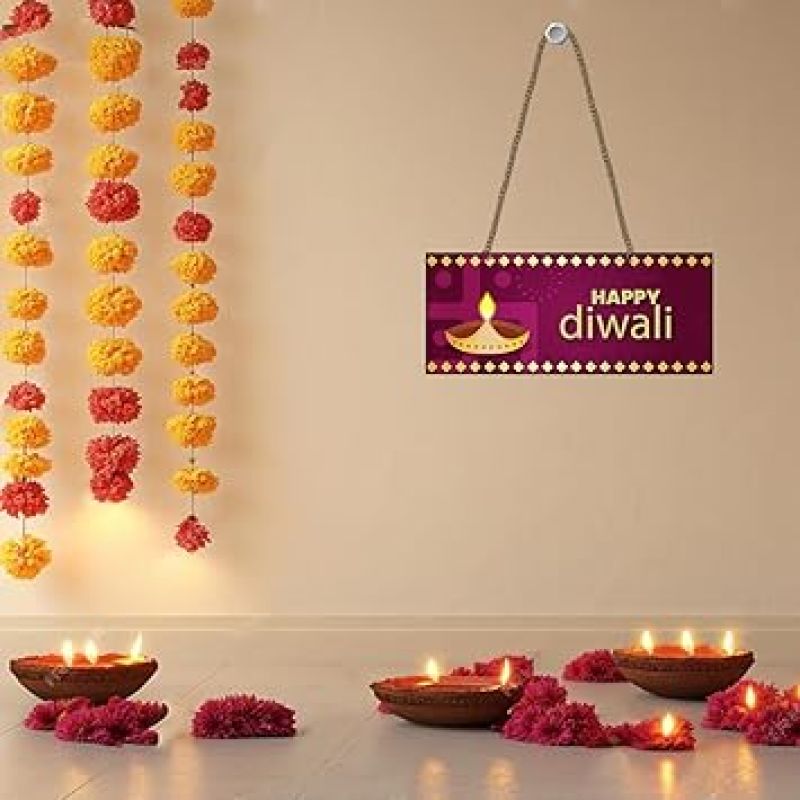 Happy Diwali Wooden Wall Hanging Decorations for Home, Office, Shop, Café Diwali Festival Decor Items Wall Art Decor Items