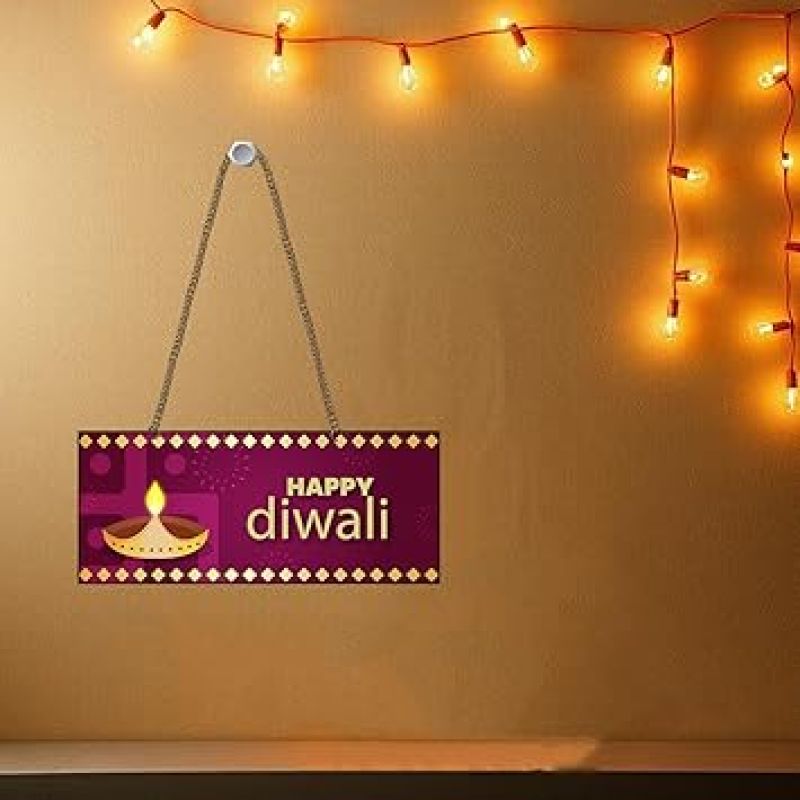 Happy Diwali Wooden Wall Hanging Decorations for Home, Office, Shop, Café Diwali Festival Decor Items Wall Art Decor Items