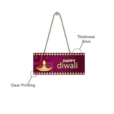 Happy Diwali Wooden Wall Hanging Decorations for Home, Office, Shop, Café Diwali Festival Decor Items Wall Art Decor Items