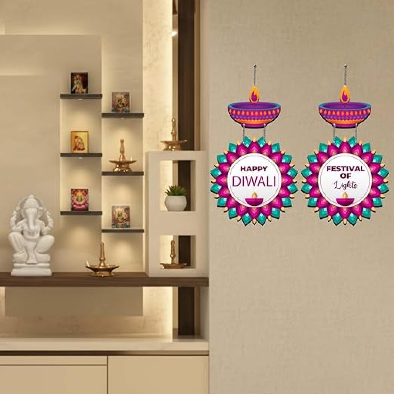 Happy Diwali Themed Door Wall Hanging Festival of Lights Party Front Door Hanging Decoration Hindu Festival Diwali Decor Indian Lakshmi Pooja Decorations
