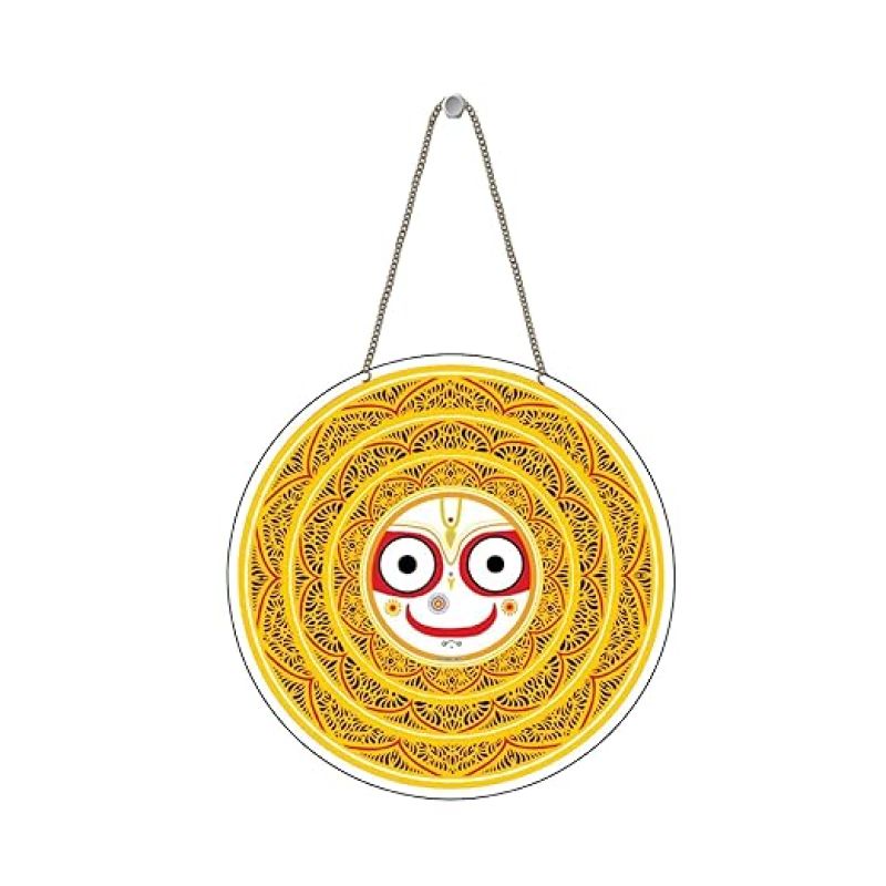 Jagannath Spiritual Wall Hanging For Mandir Decor Wood Wall Hanging For Home & Pooja Room Decoration Wooden Decorative Items Artworks Decoration Living Room Decor