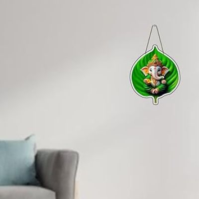 Ganesha Wooden Wall Art Hanging Decoration Perfect for Diwali or Housewarming Gift Ganpati Decorative Item For Living Room Pooja Room Wall Art Decor