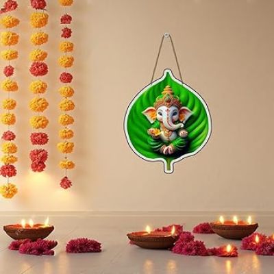 Ganesha Wooden Wall Art Hanging Decoration Perfect for Diwali or Housewarming Gift Ganpati Decorative Item For Living Room Pooja Room Wall Art Decor