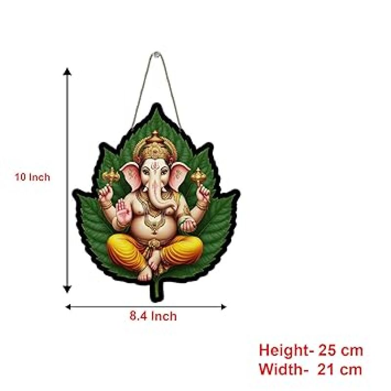 Lord Ganesha Wooden Wall Hanging Spiritual Wall Art For Home Office & Pooja Room Decor Ganpati Decorative Item For Living Room Religious Wall Hanging