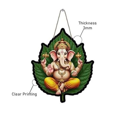 Lord Ganesha Wooden Wall Hanging Spiritual Wall Art For Home Office & Pooja Room Decor Ganpati Decorative Item For Living Room Religious Wall Hanging
