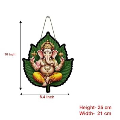 Lord Ganesha Wooden Wall Hanging Spiritual Wall Art For Home Office & Pooja Room Decor Ganpati Decorative Item For Living Room Religious Wall Hanging